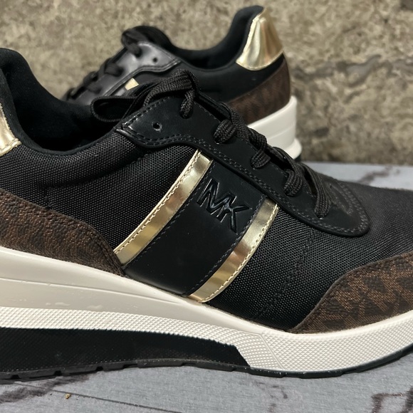 Michael Kors Black and Gold Accent Sneakers - Picture 1 of 8